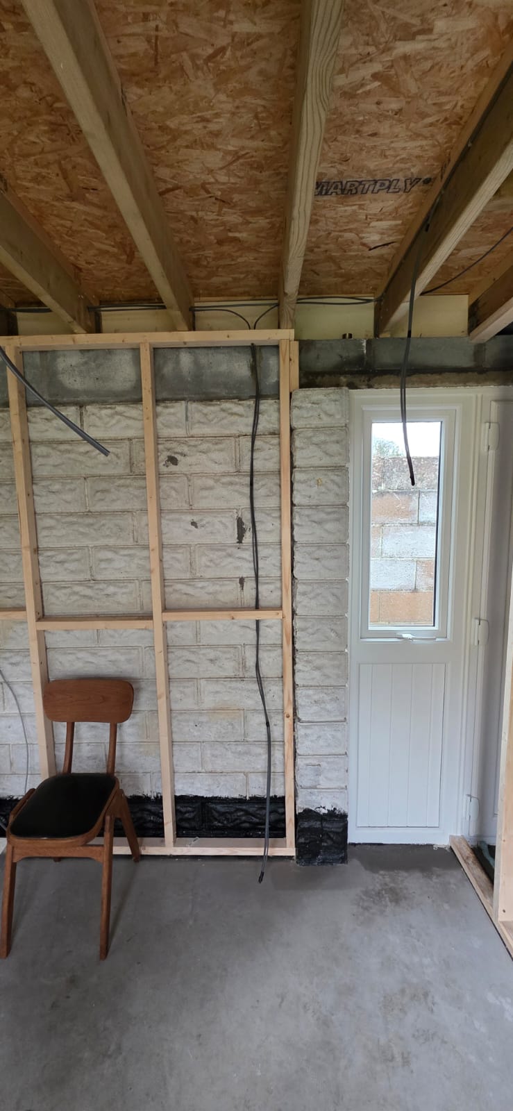 Extension wiring being installed in a Cardiff property