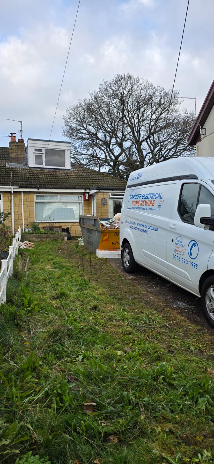 Cardiff Electrical van at a property in the Bridgend area