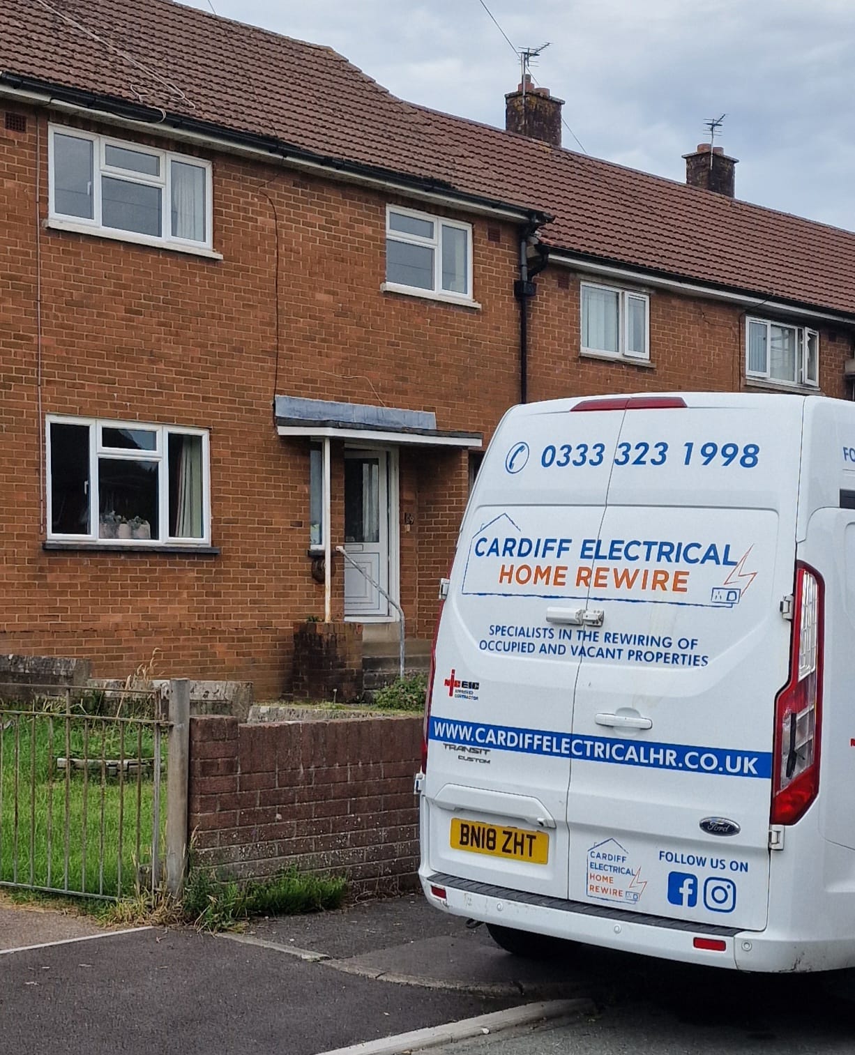 Cardiff Electrical van parked on a residential street in Blackwood